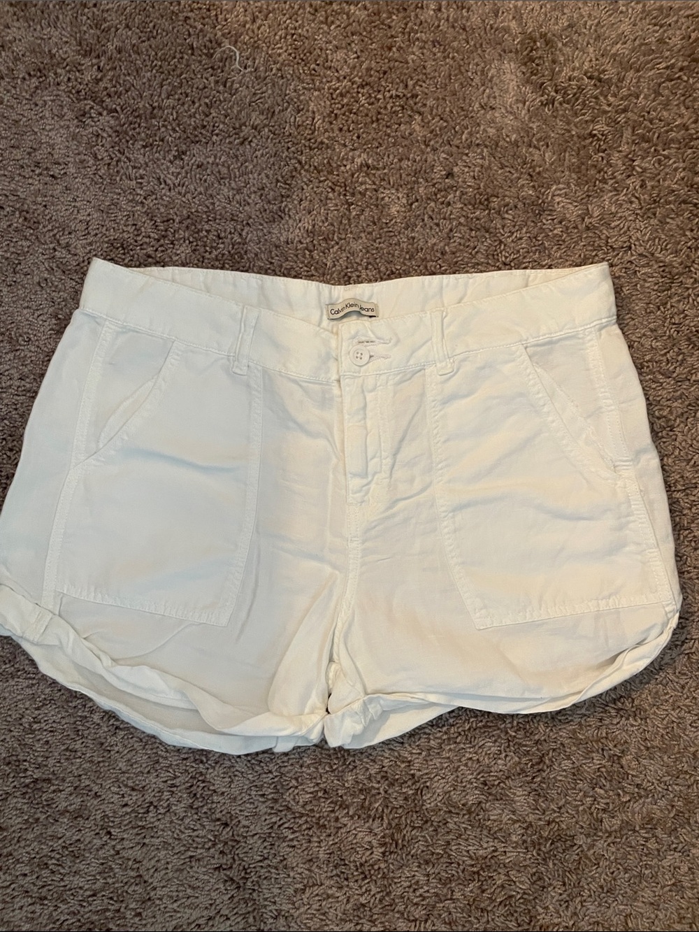 Calvin Klein Women's High-Waist White Cotton Shorts